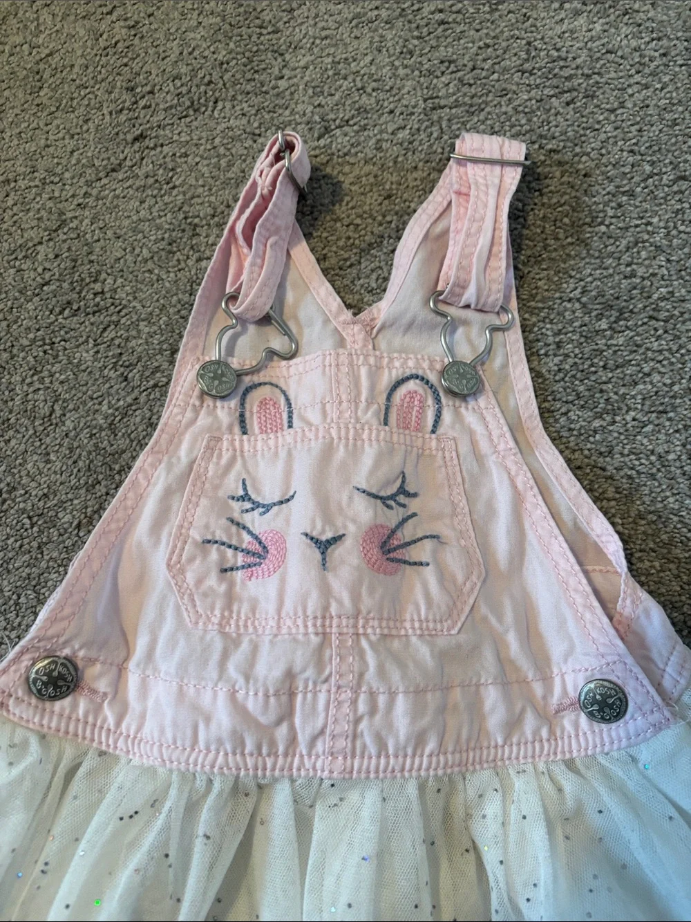 OshKosh B'gosh Pink Bunny Tulle Suspender Skirt